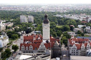 Blick vom City-Hochhaus auf Leipzig