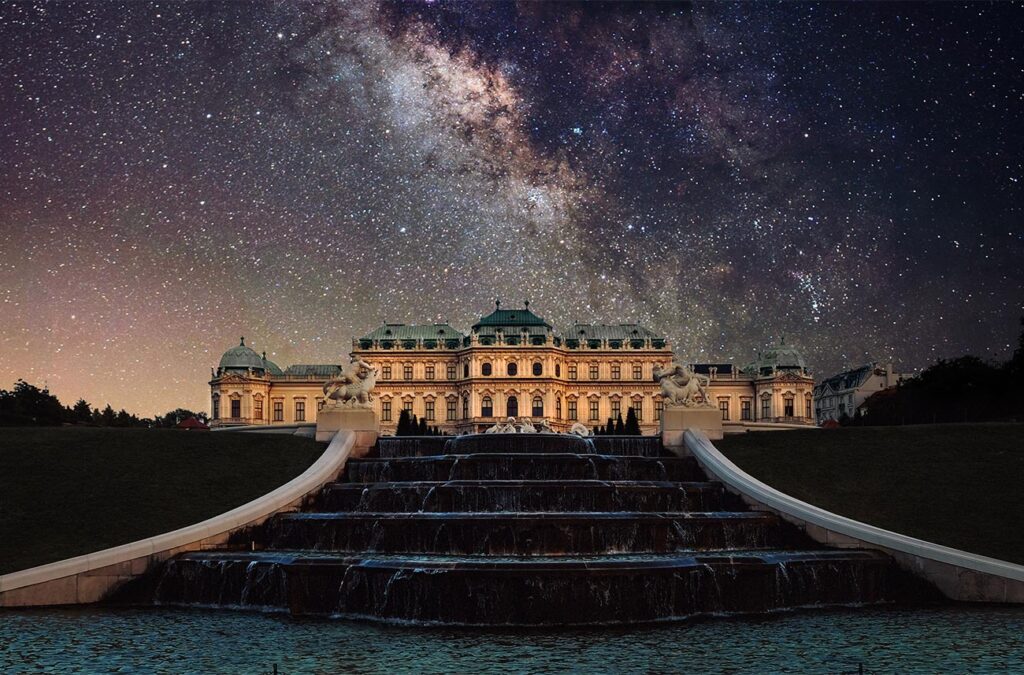 Wien Schloss Belvedere Weihnachten Sternenhimmel