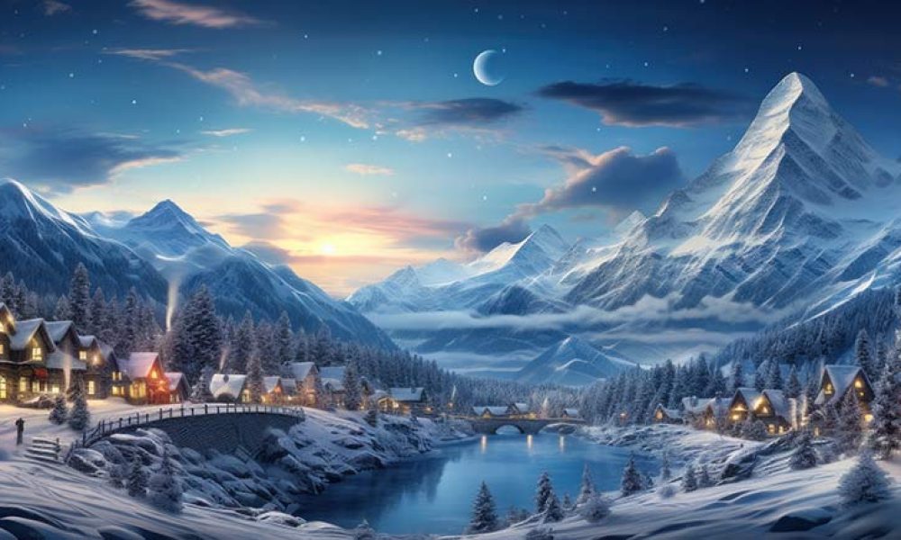 panorama landschaft weihnachen schnee